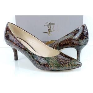 AMALFI by Rangoni Pace Pumps Heels Brown Imperial Patent Size 7.5 Made in Italy